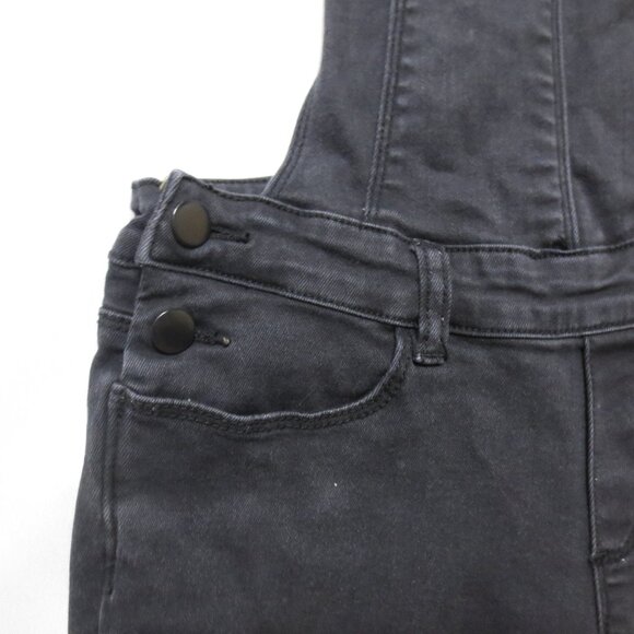 BULLHEAD womens OVERALLS faded black JEAN frayed DENIM pants BOHO SIZE S - Picture 3 of 14